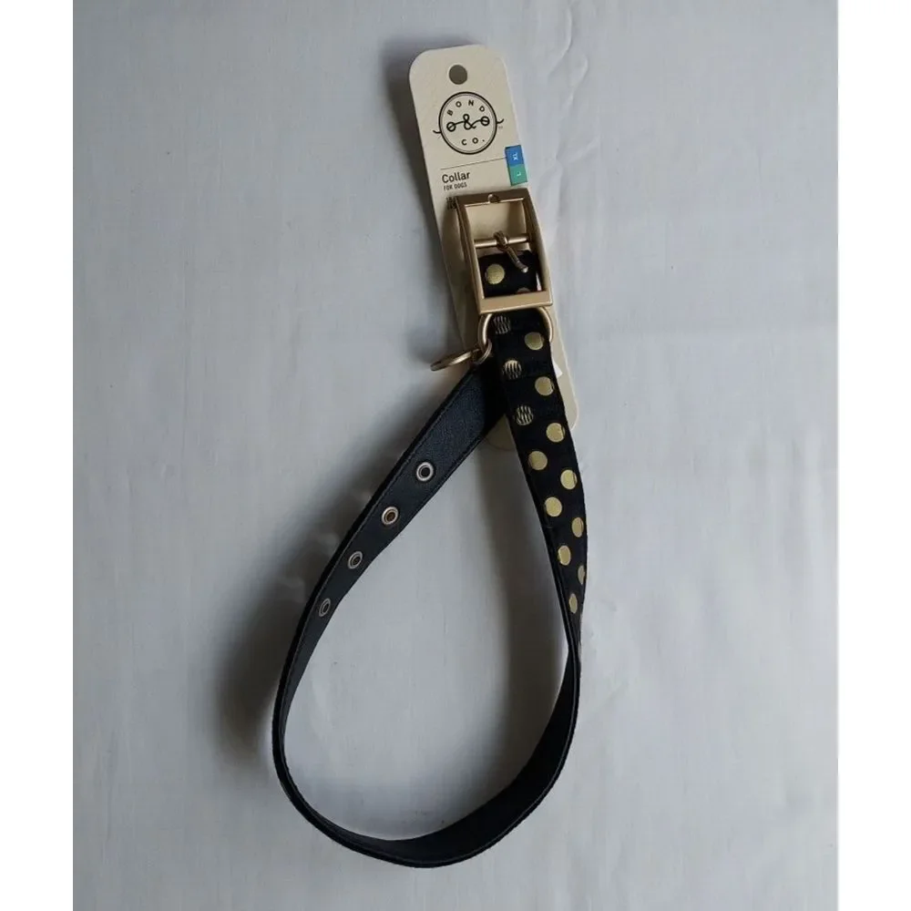 Bond & Co Black Gold Polka Dot Large L‎ XL Metallic Adjustable Belt Buckle NWT